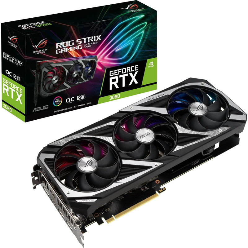 Asus ROG Strix GeForce RTX 3060 OC V2 12GB GDDR6 Graphics Card - كرت الشاشة